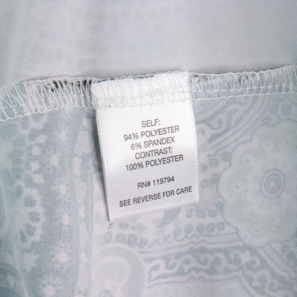 One World Womens M White Gray Ornate Rhinestone A-Line Silky Stretch Shift Dress - Picture 8 of 9